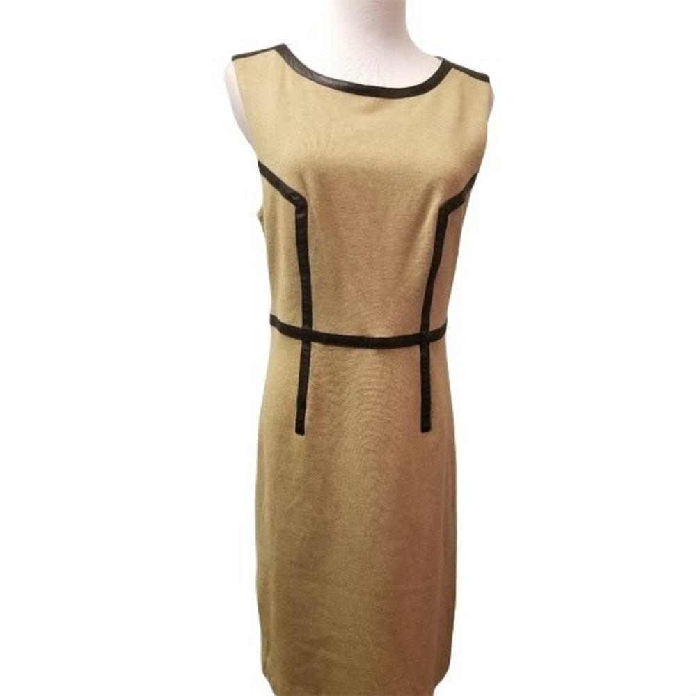 Trina Turk faux leather trim dress women's size 6 (270)